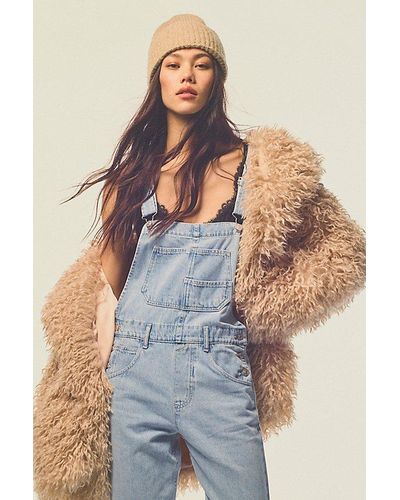 Free People Ziggy Denim Overalls At Free People In Bleu Moon, Size: Large - Black