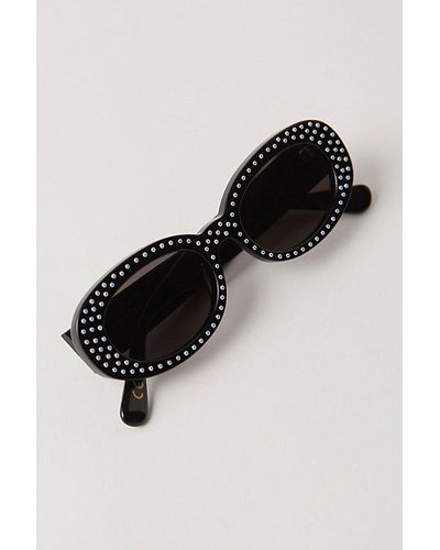Lele Sadoughi Oceanside Pearl Oval Sunglasses - Black