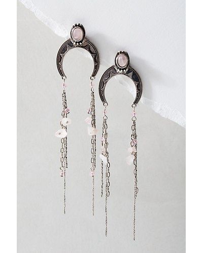 Free People Rhiannon Stone Earrings At In Rose Gold Rose Quartz - Brown