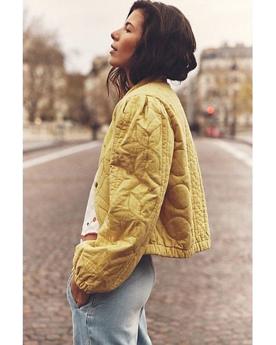 Free People Quinn Quilted Jacket - Yellow