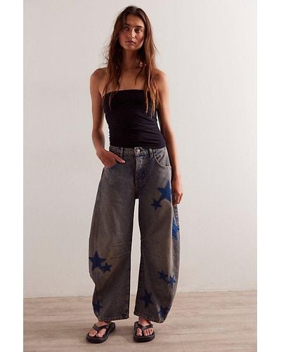 Free People We The Free Good Luck Shadow Patch Jeans - Multicolour