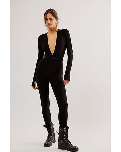 Norma Kamali Deep V Catsuit At Free People In Black, Size: Small