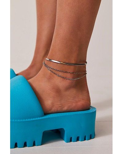 Free People Everything I Wanted Anklet At In Silver Turq - Blue