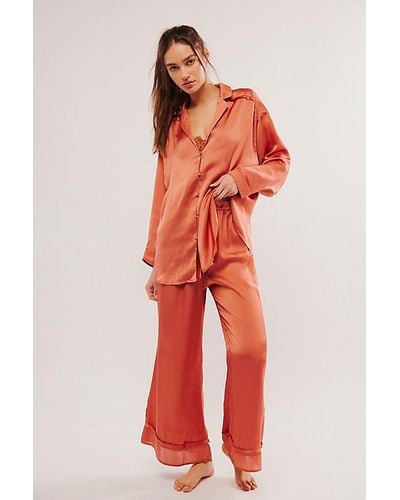 Free People Dreamy Days Solid Pj Set - Red