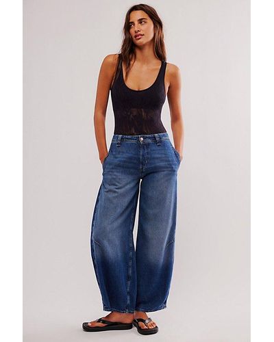 Intimately By Free People Cut-out Plunge Textured Bodysuit - Blue