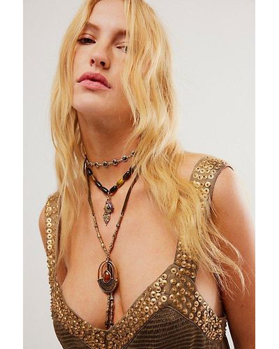 Free People Tennessee Layered Necklace At In Gold - Brown