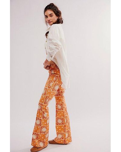 Free People We The Free Penny Pull-On Printed Flare Jeans - Multicolour