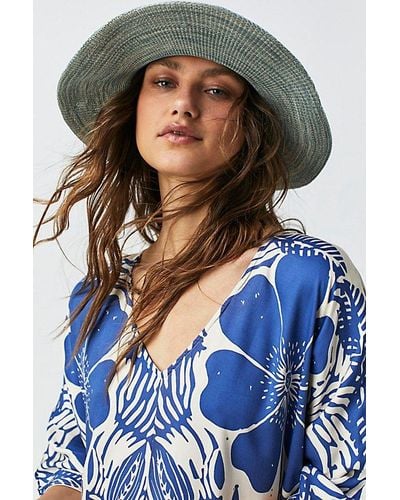 Free People Arrow Woven Packable Hat At In Slate - Blue