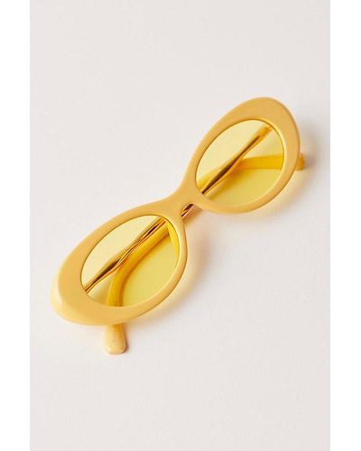 Free People Ella Slim Oval Sunglasses - Yellow