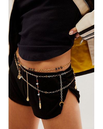 Ariana Ost Lotus Belly Chain At Free People In Metallic - Black
