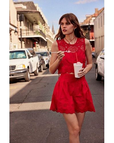 Free People How Sweet Short Co-ord - Red