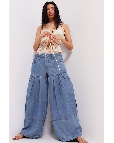 Free People Soleil Balloon Jeans - Blue