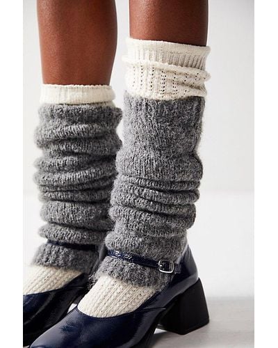 Free People Ballet School Leg Warmers At In Charcoal - Gray