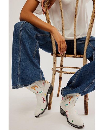 Mexicana Scenic Route Embroidered Boots - Blue