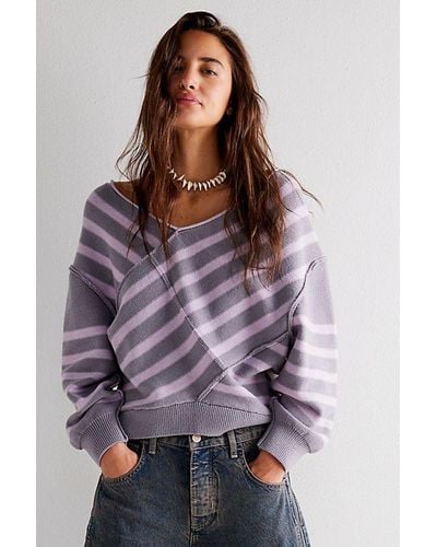 Free People Crossroads Pullover At Free People In Lilac Combo, Size: Xs - Purple