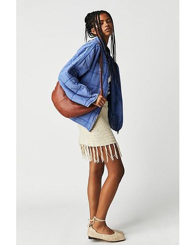 Free People Dolman Quilted Knit Jacket - Blue