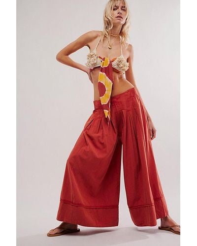 Free People Maisie Poplin Trousers - Red
