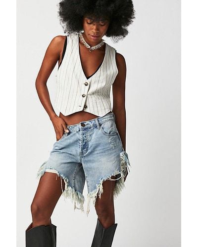 One Teaspoon Frankies Cutoff Shorts At Free People In Hendrixe, Size: 24 - Blue