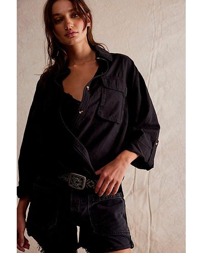 Free People Made For Sun Linen Shirt - Black