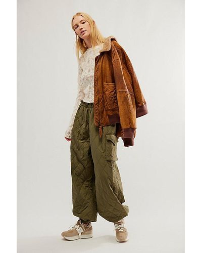 Norma Kamali Quilted Oversized Cargo Pants - Green