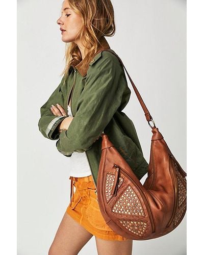 Free People West Side Studded Sling At In Cognac - Green