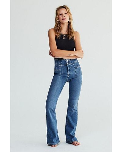 Free People Jayde Flare Jeans At Free People In Sunburst Blue, Size: 25