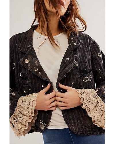 Magnolia Pearl Ozzy Jacket At Free People In Blue - Black