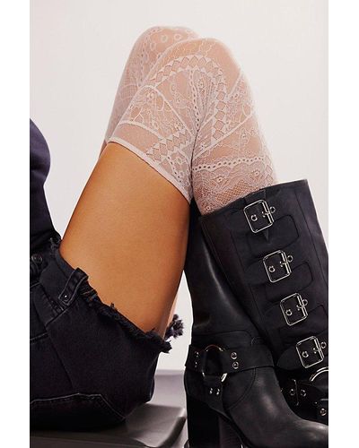 Only Hearts Calais Lace Over The Knee Socks - Black