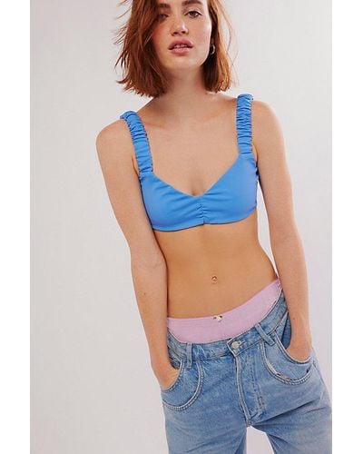 Free People Ruched Duo Bralette - Blue
