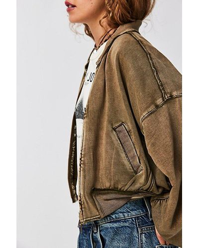 Free People Willow Bomber Jacket in Gray | Lyst