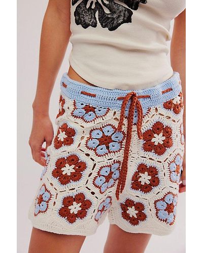 MINKPINK Dawn Flower Crochet Shorts - Multicolour