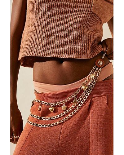 Free People Shoot For The Stars Chain Belt At In Gold - Brown