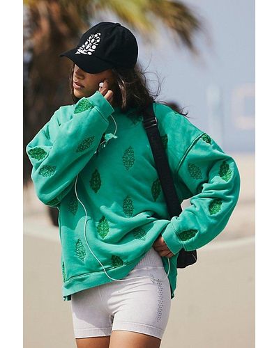 Free People All Star Embroidered Logo Pullover - Green