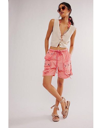 Free People Moon Bay Parachute Shorts - Red