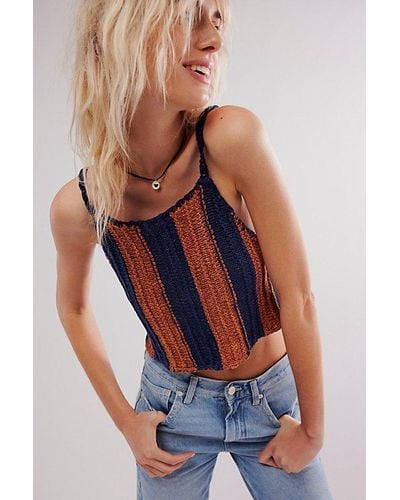 Free People Abby Jumper Tank Top At In Auburn Eclipse Combo, Size: Xs - Blue