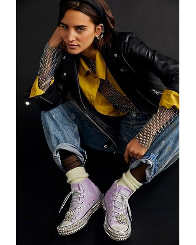 Free People Cruise Studded Hi Top Sneakers - Blue