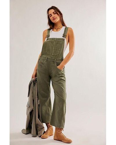 Free People We The Free Good Luck Barrel Overalls - Natural