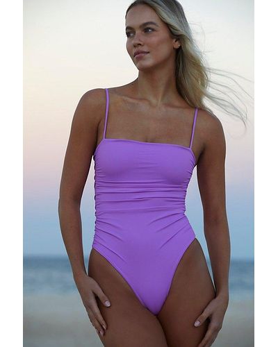 Belle The Label The Ruched Maillot One-piece Swimsuit - Purple