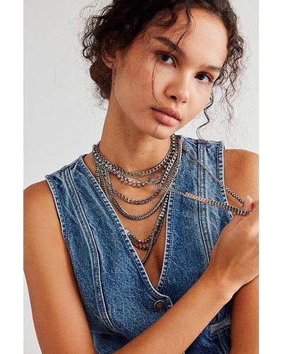 Free People The Pistols Stacked Chain Choker - Blue