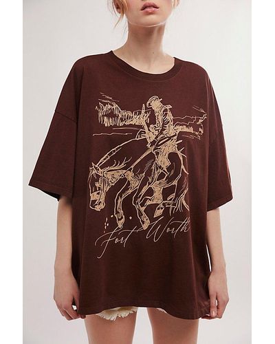 Daydreamer Cowboy Rodeo Onesize Tee - Brown