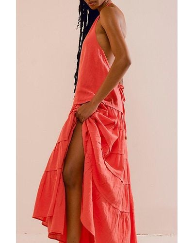 Free People Somewhere Sunny Drop-waist Maxi - Red