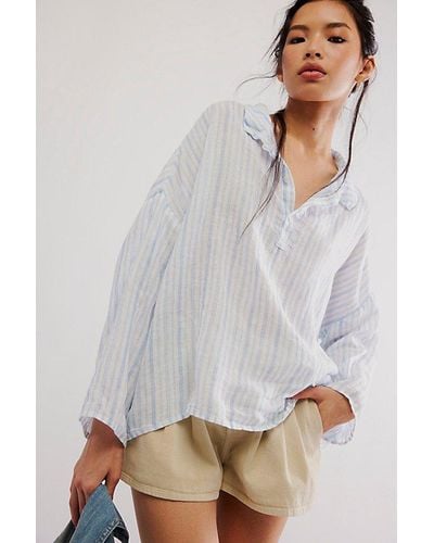 CP Shades Lissa Linen Stripe Shirt - Grey