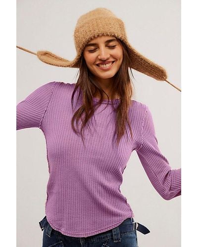 Free People Roll With It Thermal At Free People In Lupine, Size: Xs - Purple