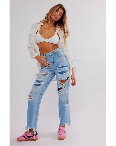 Free People Crvy Lesson Learned Straight-leg Jeans - Blue