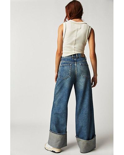 Free People Final Countdown Cuffed Low-rise Jeans At Free People In Zero, Size: 27 - Blue