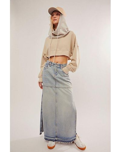 Free People Re/done Mid-rise Split Skirt - White