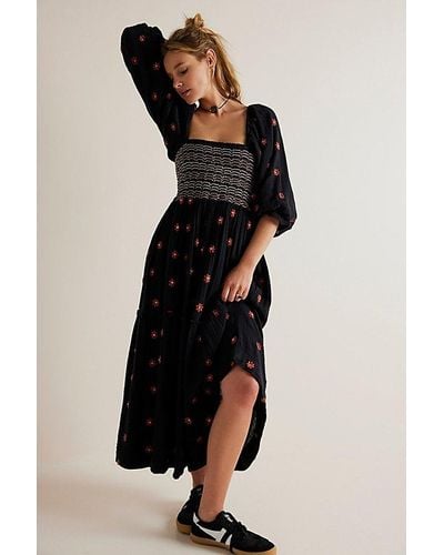 Free People Dahlia Embroidered Maxi Dress At In Black Combo, Size: Xs