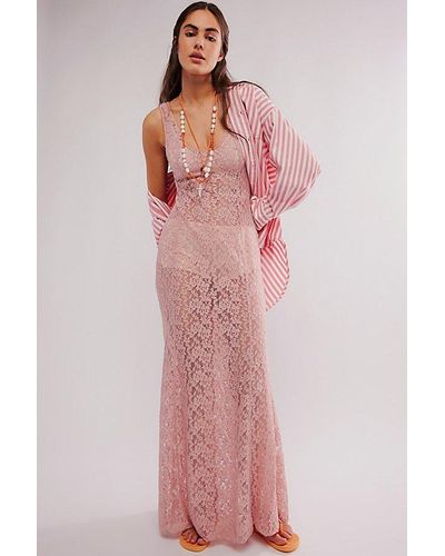 Intimately By Free People Feeling For Lace Maxi Slip - Pink