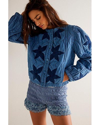 Free People Quinn Quilted Jacket - Blue