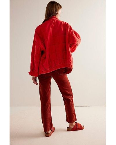 Free People Dolman Quilted Knit Jacket - Red